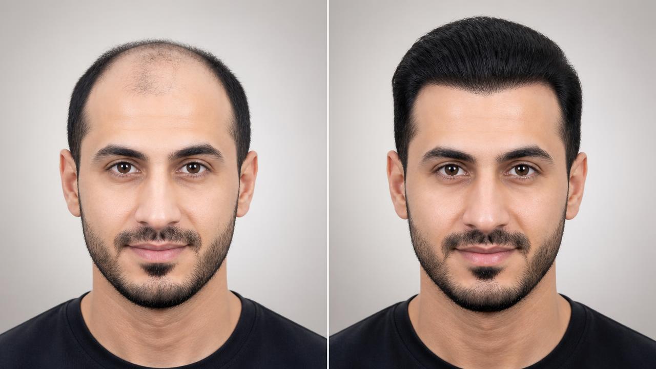 Before and after hair transplant results at Apollo Hair Care Center